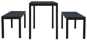 vidaXL Σετ Τραπεζαρίας Κήπου 3 Τεμαχίων Μαύρο από Ατσάλι / WPC