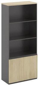 WOODWELL ΕΟ908PROJECT Βιβλιοθήκη Γραφείου, 3 Ράφια, Ντουλάπι Δίφυλλο με 2 Ράφια, Απόχρωση Sonoma - Γκρι 80x40x200cm ΕΟ908