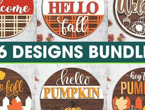 Σετ των 2 Intra απο ξύλο plywood 3mm-4mm πάχος Hello Fall Door Sign Cut File Δίασταση 30x30 cm INTRAFABR-100632126