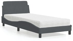 vidaXL Κρεβάτι με Στρώμα Σκούρο Γκρι 80x200 εκ. Βελούδινο