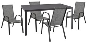 OUTDOOR 5PCS DINING SET LEOFER  METAL TABLE-4 METAL ARMCHAIRS-GREY