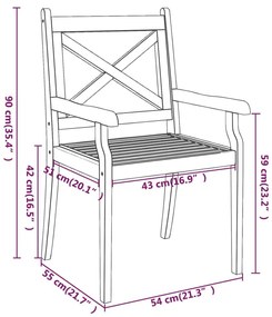 Καρέκλες Τραπεζαρίας Εξ. Χώρου 4 τεμ. Μασίφ Ξύλο Ακακίας - Καφέ