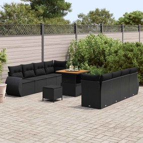 vidaXL Σετ Καναπέ Κήπου με αποθήκευση 11 pcs Μαύρο Πολυ ράταν