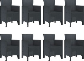 vidaXL Σέτ φαγητού για κήπο 9 pcs Ανθρακί Πολυπροπυλένιο