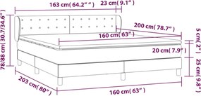 vidaXL Κρεβάτι Boxspring με Στρώμα Κρεμ 160x200 εκ. Υφασμάτινο