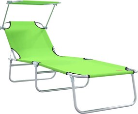 vidaXL Ξαπλώστρα 2 pcs Πράσινο 58 x 188 x 77 εκ. Πολυεστέρας