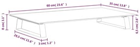 Βάση Οθόνης Λευκή 60 x 35 x 8 εκ. από Ψημένο Γυαλί και Μέταλλο - Λευκό