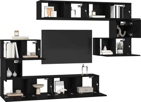 vidaXL Σετ επίπλου τηλεόρασης 8 pcs Μαύρη Οξυά Επεξεργασμένο ξύλο