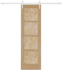 vidaXL Συρόμενη Πόρτα με Σετ Εξαρτημάτων 61x198,5 εκ. Μασίφ Ξύλο Πεύκου
