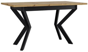 Τραπέζι Victorville 328, Μαύρο, Artisan βελανιδιά, 79x80x140cm, 38 kg, Επιμήκυνση, Πλαστικοποιημένη μοριοσανίδα, Μέταλλο | Epipla1.gr