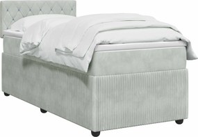 vidaXL Κρεβάτι box spring με στρώμα Ανοιχτό γκρι 80 x 200 cm Βελούδο
