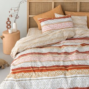 Σεντόνια Υπέρδιπλα (Σετ) Palamaiki Fashion FL6194 Μπεζ,Τερακότα ΧΩΡΙΣ ΛΑΣΤΙΧΟ 240x260