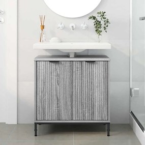 vidaXL Ντουλάπα Νιπτήρα Mπάνιου Γκρι sonoma 60.5 x 33.5 x 61 εκ