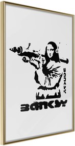 Αφίσα - Banksy: Mona Lisa with Bazooka I - 20x30 - Χρυσό - Χωρίς πασπαρτού