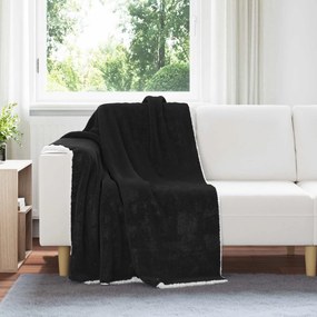 vidaXL Κουβέρτα Μαύρο 130 x 150 cm Μαλλί