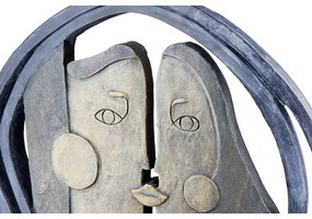 Γλυπτό Στρογγυλό &#039;Abstract&#039; Ζευγάρι Μοτίβο Πολυρεζίνη Μαύρο/Μπρονζέ 8x28.5x31cm