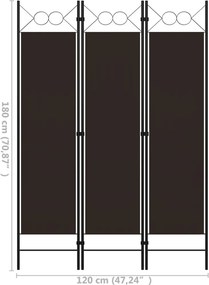 vidaXL Διαχωριστικό Δωματίου με 3 Πάνελ Καφέ 120 x 180 εκ.