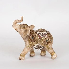 Διακοσμητικό Επιτραπέζιο Ελέφαντας Polyresin Ανοιχτό Καφέ-Χρυσός 18x7,5x18εκ. ESTHETI 752-11557