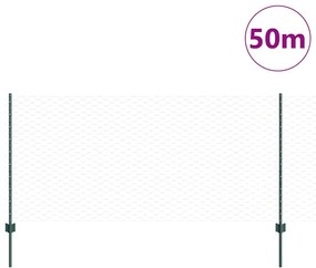 vidaXL Φράχτης με Στήλες. Πράσινο 1 x 50 m Ατσάλι