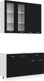 vidaXL Μονάδα κουζίνας LYON 4 pcs Μαύρη Δρυς Επεξεργασμένο Ξύλο