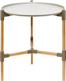 Τραπεζάκι βοηθητικό ξύλινο - πλαστικό χρώμα μπεζ Φ46x53εκ.