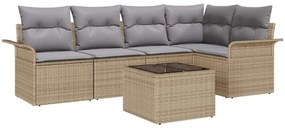 vidaXL Σετ Καναπέ Κήπου 6 pcs 242.5 x 132.5 x 85 εκ. Πολυ ράταν