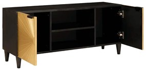 vidaXL Ντουλάπι TV Μαύρο και Χρυσό 105 x 33 x 46 εκ Μασίφ ξύλο μάνγκο