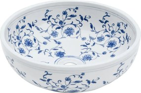 vidaXL Νιπτήρας Λευκός και Μπλε Φ41x14 εκ. Κεραμικός