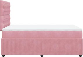 vidaXL Κρεβάτι Boxspring με Στρώμα Ροζ 120x200 εκ. Βελούδινο