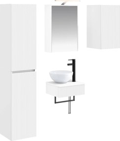 vidaXL Σετ Επίπλων Μπάνιου 5 pcs Λευκό Επεξεργασμένο Ξύλο και Γυαλί