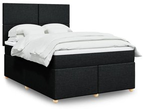 vidaXL Κρεβάτι Boxspring με Στρώμα Μαύρο 160x200 εκ. Υφασμάτινο