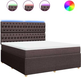 vidaXL Κρεβάτι Boxspring με Στρώμα Σκούρο Καφέ 180x200 εκ Υφασμάτινο