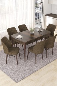 Extendable Dining Table &amp; Chairs Set (7 Pieces) Nef - Baroque, Brown Baroque
Brown