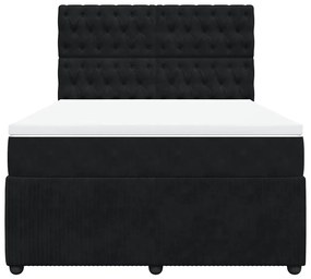 vidaXL Κρεβάτι Boxspring με Στρώμα Μαύρο 140x200 εκ. Βελούδινο