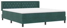 vidaXL κρεβάτι Box Spring με στρώμα  Σκούρο Πράσινο 180x200 εκ Βελούδο