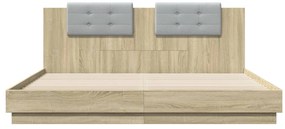 vidaXL Πλαίσιο Κρεβατιού με Κεφαλάρι/LED Sonoma δρυς 180x200 εκ.