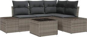 vidaXL Σετ Καναπέ Κήπου 5 pcs Γκρι συνθετικό ρατάν