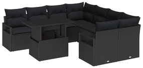 vidaXL Σετ Καναπέ Κήπου με μαξιλάρι 9 pcs Μαύρο 100 x 55 x 73 εκ
