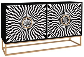 Μπουφές Gradel Megapap χρώμα μαύρο - ασπρόμαυρο 150x35x83,6εκ.