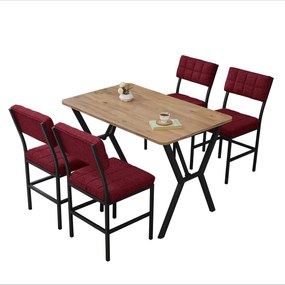Extendable Dining Table &amp; Chairs Set (5 Pieces) Dubai - Burgundy, Walnut Burgundy
Walnut