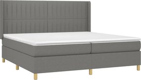 vidaXL Κρεβάτι Boxspring με Στρώμα Σκούρο Γκρι 200x200 εκ. Υφασμάτινο