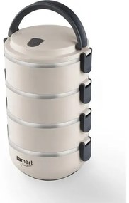 Lamart Φαγητοδοχείο Ανοξείδωτο 4 Επιπέδων 2.4lt Φ14.7xΥ26.5cm Μπεζ LT6024