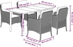 vidaXL Σετ Τραπεζαρίας Κήπου 5 τεμ. Μπεζ Συνθετικό Ρατάν με Μαξιλάρι