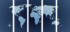 Χάρτης εικόνας του κόσμου με 5 μέρη σε αποχρώσεις του μπλε