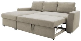 Γωνιακός καναπές-κρεβάτι δεξιά γωνία Belle pakoworld μπεζ 236x164x88εκ