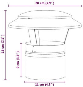 vidaXL Κάλυμμα Βροχής Καμινάδας Ασημί 20 x 20 x 18 εκ.