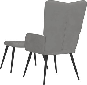 vidaXL Πολυθρόνα Relax Ανοιχτό Γκρι Βελούδινη με Σκαμπό