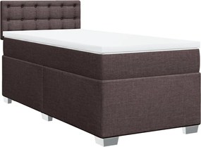 vidaXL Κρεβάτι Boxspring με Στρώμα Σκούρο Καφέ 90x190 εκ. Υφασμάτινο