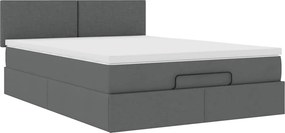 vidaXL Οθωμανικό κρεβάτι με στρώμα Σκούρο γκρι 140x200cm ύφασμα