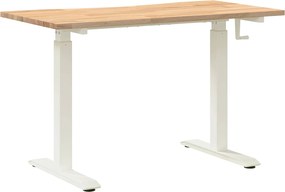 vidaXL Γραφείο Λευκό και Φυσικό 120 x 60 cm Στερεό Ξύλο Δρυός